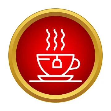 Steaming hot tea cup and tea bag icon Stock Illustration