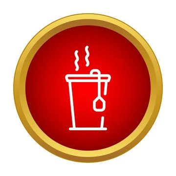 Steaming hot tea cup with tea bag icon Stock Illustration