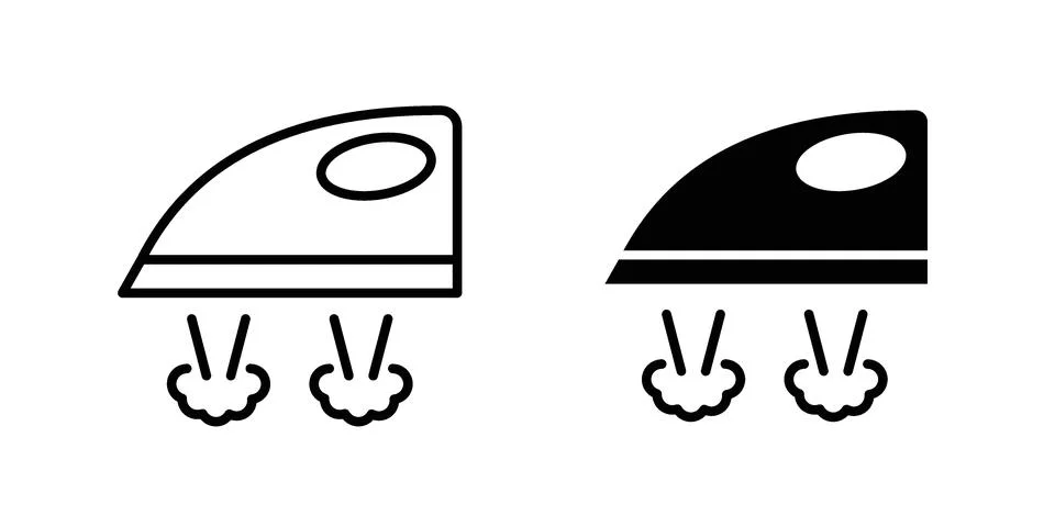 Steaming iron icon vector concepts, line and silhouette style Stock Illustration