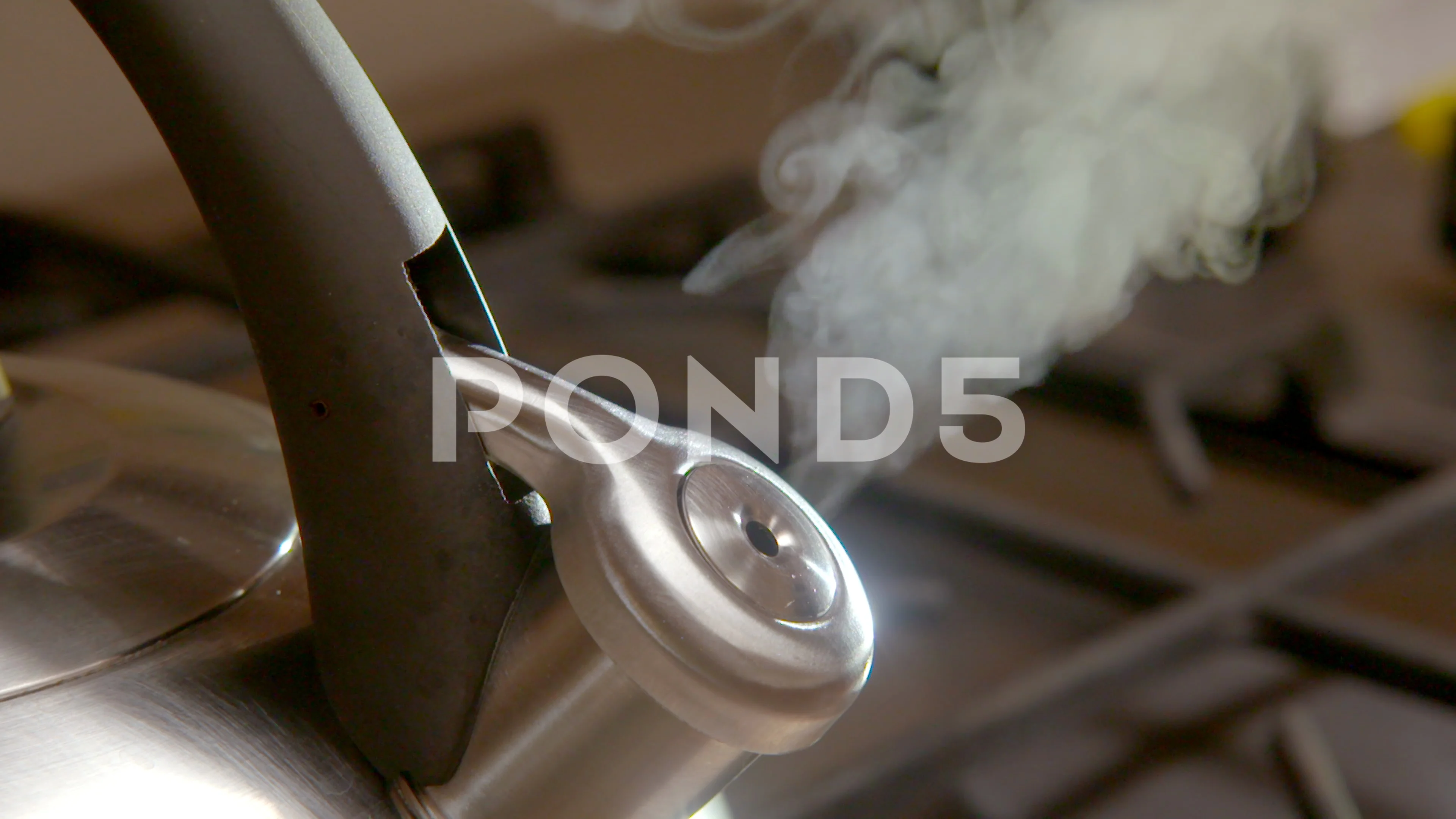 Steaming Kettle On A Kitchen Stove Stock Video Pond5