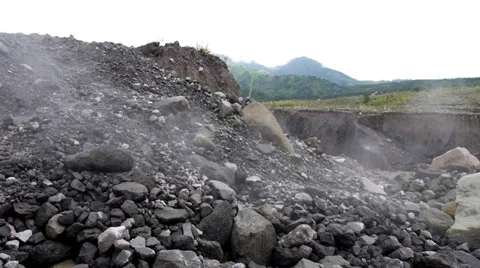Steaming Lava Rocks Stock Footage 37697796