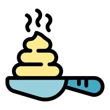 Steaming mashed potatoes served on a spoon, comfort food close up 库存插图