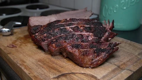 Steaming Meat sliced Stock Footage 140540588