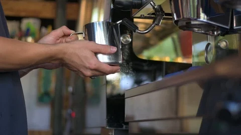 Steaming milk frother Stock Footage 121132260