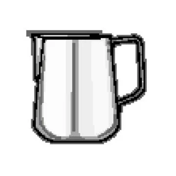 Steaming milk frothing pitcher pixel art vector illustration Illustration