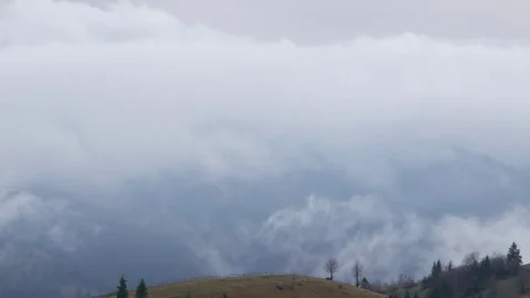 Steaming mountains. Steam comes from the slopes of the mountains after the rain. Stock Footage 76445276