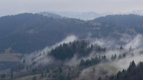 Steaming mountains. Time lapse. Stock Footage 76445366