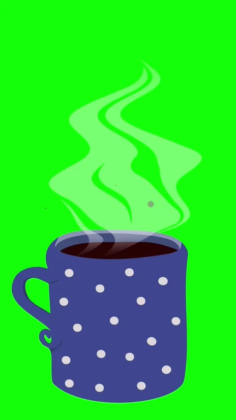 Steaming mug of bubbling hot coffee on a green screen background. Stock Footage 323438559