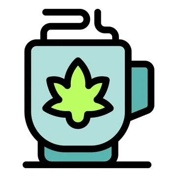 Steaming mug with cannabis leaf, promoting relaxation and wellness Stock Illustration