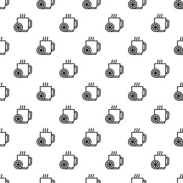 Steaming mug with lemon seamless pattern background Stock Illustration