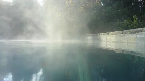 Steaming Outdoor Spa Stock Footage 10301631