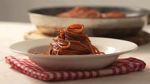 Steaming Pasta with Tomato Sauce. Stock Footage 265856124