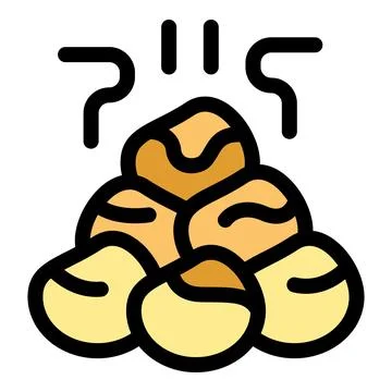 Steaming pile of freshly cooked macadamia nuts Stock Illustration