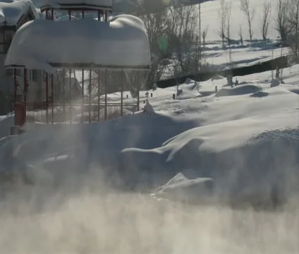 Steaming pond in winter Video stock 21671317