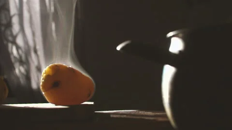 Steaming potato in backlight 400fps Stock-Footage 151849635