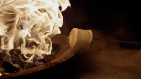 Steaming Roasting Marshmallow Close up Vídeo Stock 127119197