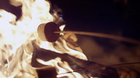 Steaming Roasting Marshmallow Close up Stock Footage 127470272