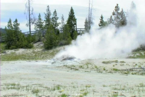 Steaming rock yellowstone Stock Footage