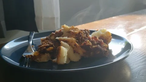 Steaming shepherd's pie Stock Footage 111746698