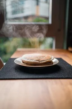 Steaming Soft Stack of Pancakes for Breakfast Stock Photos