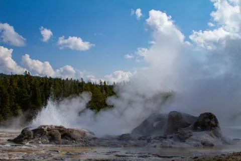 Steaming Spraying Geyser Stock Photos