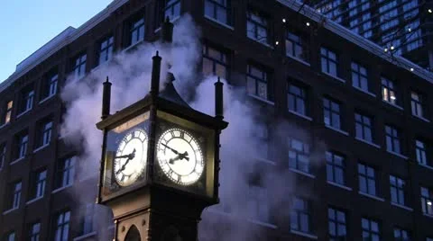Steaming Steam Clock Stock Footage 19208863