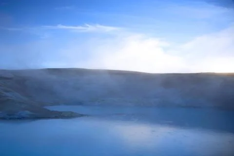 Steaming sulphur pool Stock Photos