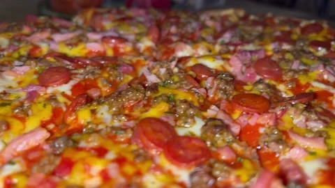 Steaming warm pizza Stock Footage 219558287