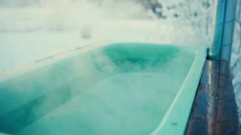 Steaming Water in the Hot Tub. - closeup shot Vídeos de archivo 295369341