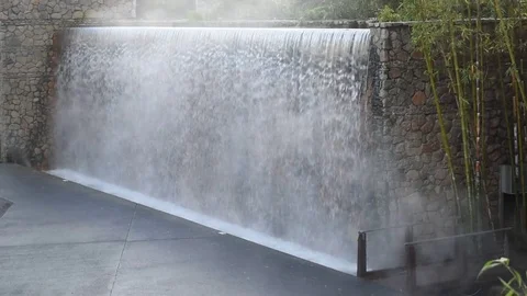 Steaming waterfall fountain Stock Footage 76563085