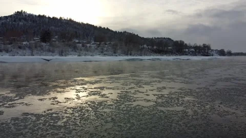Steaming yellowstone river in cold Stock Footage 310576724