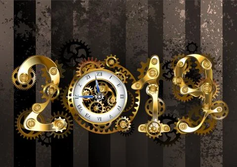 Steampunk 2019 with gears Illustrazione stock