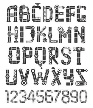 Steampunk abc black Stock Illustration