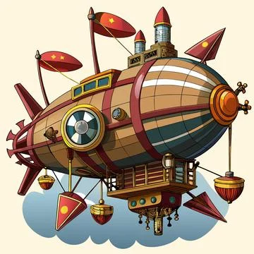 Steampunk Airship with Propellers Stock-Illustration
