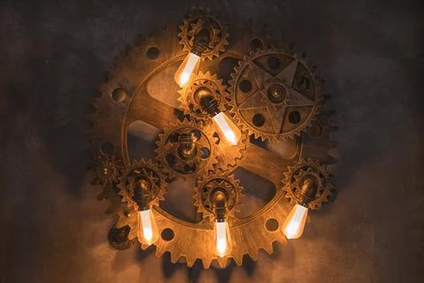 Steampunk architectural style design element of interior Stock Photos