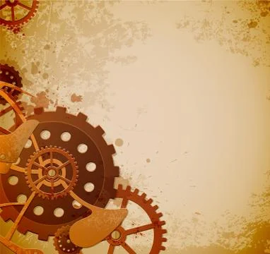 Steampunk background with gears Stock Illustration