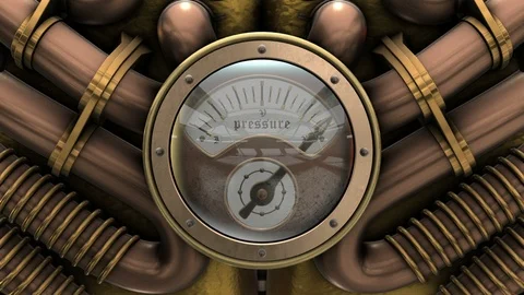 Steampunk brain activity. 3D model animation in 4K. ALPHA MATTE. Stock Footage 90337561