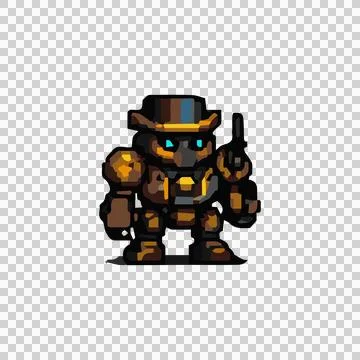 Steampunk Brass Bot Design Vector Stock Illustration