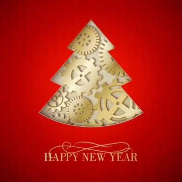 Steampunk christmas tree. Stock Illustration