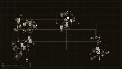 Steampunk Clockwork HUD Interface with Animated Mechanical Gears Gauges and.. Stockbeeldmateriaal 334091955