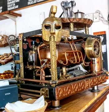 A Steampunk coffee machine. Stock Photos