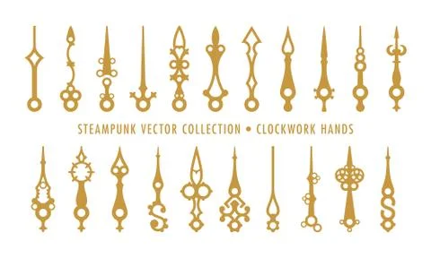 Steampunk Collection Isolated - Clockwork Hands Stock Illustration