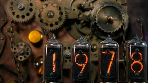 The steampunk device is a time machine Video stock 108421838