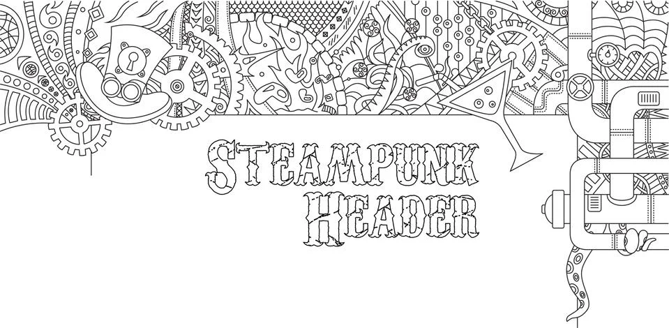 Steampunk Doodle Header Design Stock Illustration