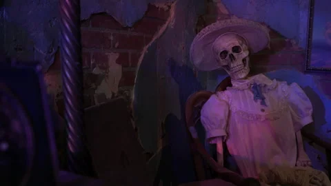 Steampunk Dream Sequence Haunted House Skeleton Stock Footage 134585311