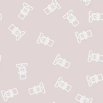 Steampunk fantasy character line vector seamless pattern Stock Illustration