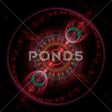 SteamPunk Fractal Background - Universe Clockwork Fractal Art Stock Illustrationen