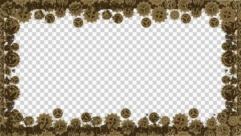 Steampunk frame is featuring cogs and gears in flat design with transparent Stock Illustration