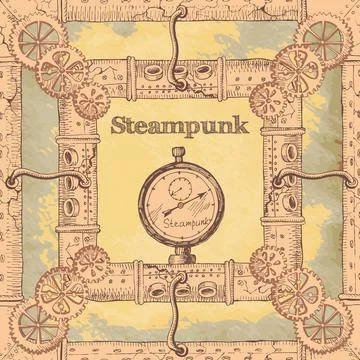 Steampunk frame Stock Illustration