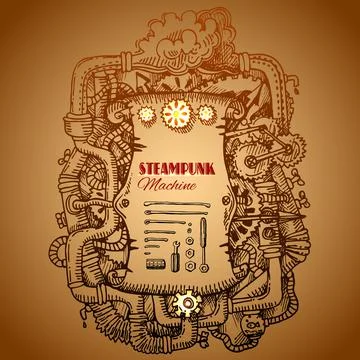 Steampunk frame Stock Illustration